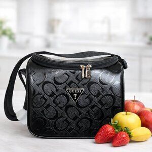 GUESS Insulated Crimson Travel - Lunch Bag Black Stylish Thermal Tote NEW